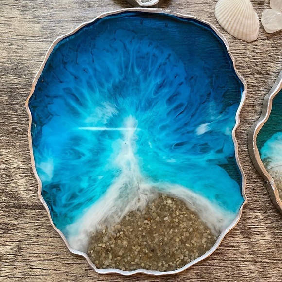 Resin Beach Coaster, Set of 4, handmade - Picture 5 of 10